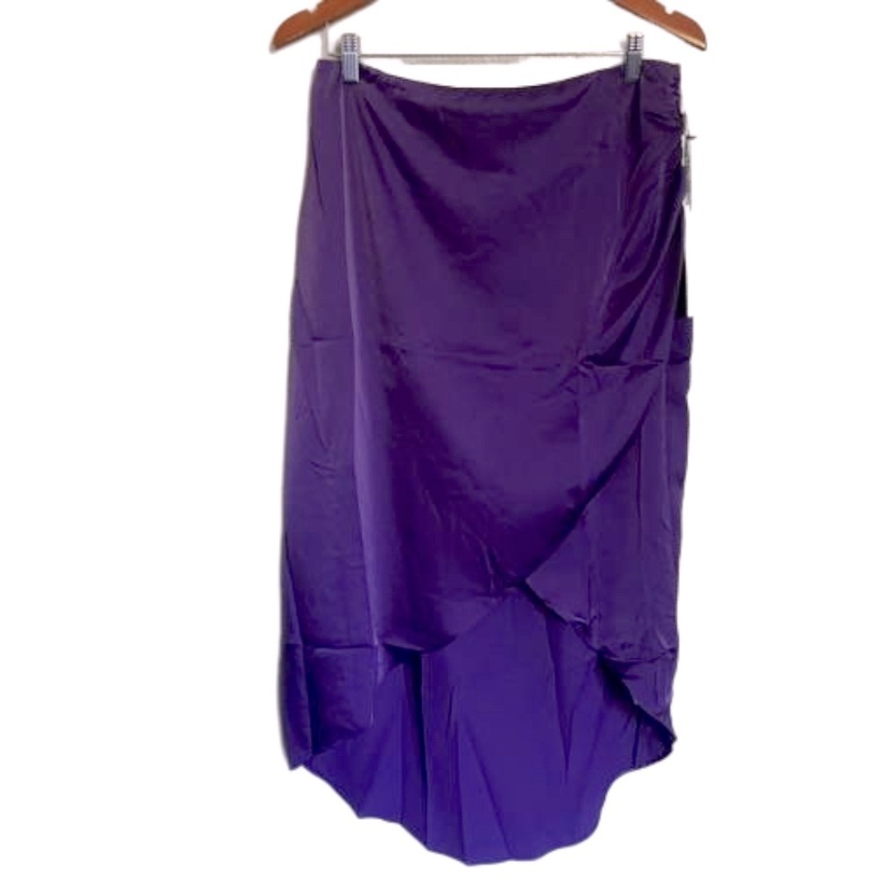 Lulumari Scallop Front Wrap Skirt Women’s Size L Purple - Picture 12 of 15